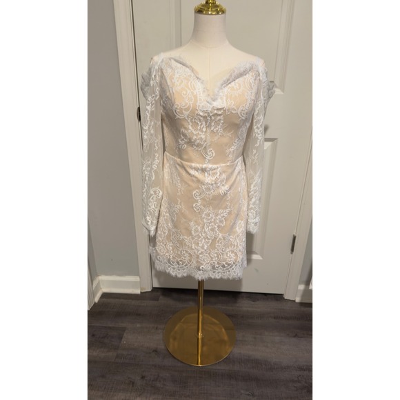 Dresses & Skirts - White‎ Lace Off Shoulder Corset Back Mini Dress Gla Party Sexy Wedding Rehearsal